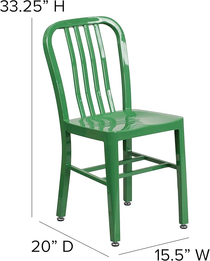 Flash Furniture Gael Commercial Grade 2 Pack Green Metal Indoor-Outdoor Chair - LeafyLoom