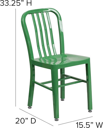 Flash Furniture Gael Commercial Grade 2 Pack Green Metal Indoor-Outdoor Chair - LeafyLoom