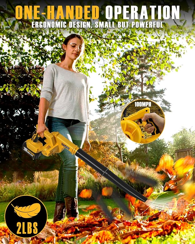 Alloyman Leaf Blower, 20V Cordless Leaf Blower, with 4.0Ah Battery & Charger, 2-in-1 Electric Leaf Blower & Vacuum for Yard Cleaning/Snow Blowing. - LeafyLoom