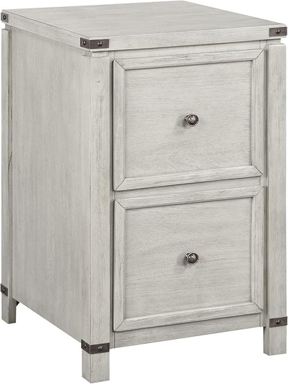 OSP Home Furnishings Designs Baton Rouge 2 Drawer File Cabinet with Rustic Design and Metal Accents, Champagne Oak - LeafyLoom