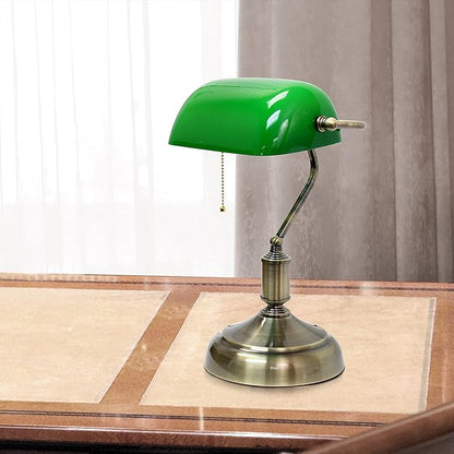 Simple Designs LT3216-GRN Executive Banker's Desk Lamp with Glass Shade, Green - (Pack of 2) - LeafyLoom