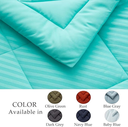 NexHome Turquoise King Bed in a Bag 7-Pieces Comforter Sets with Comforter and Sheets Soft All Season Bedding Sets with Comforter, Pillow Shams, Flat Sheet, Fitted Sheet and Pillowcases - LeafyLoom