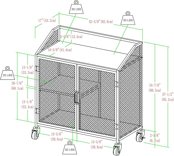 Walker Edison Malcomb Urban Industrial Metal Mesh Double Door Rolling Bar Cabinet, 33 Inch, Dark Walnut - LeafyLoom