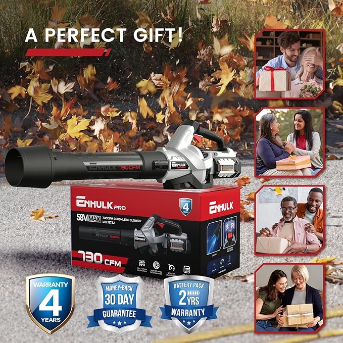 58V 730CFM Cordless Leaf Blower with 2.5AH Battery & Charger (LBL1273J) - LeafyLoom