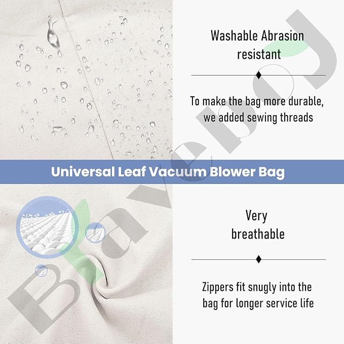 Universal Leaf Vacuum Blower Bag Compatible with Worx Craftsman Toro Black-Decker Husqvarna Leaf Blower Vacuum/Leaf Blowers - Bottom Zip Replacement Bag, Leaf Blower Bag White - LeafyLoom