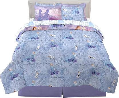 Disney Frozen 2 Kids Bedding Super Soft Comforter and Sheet Set with Sham, 7 Piece Full Size, "Official" Disney Product By Franco - LeafyLoom