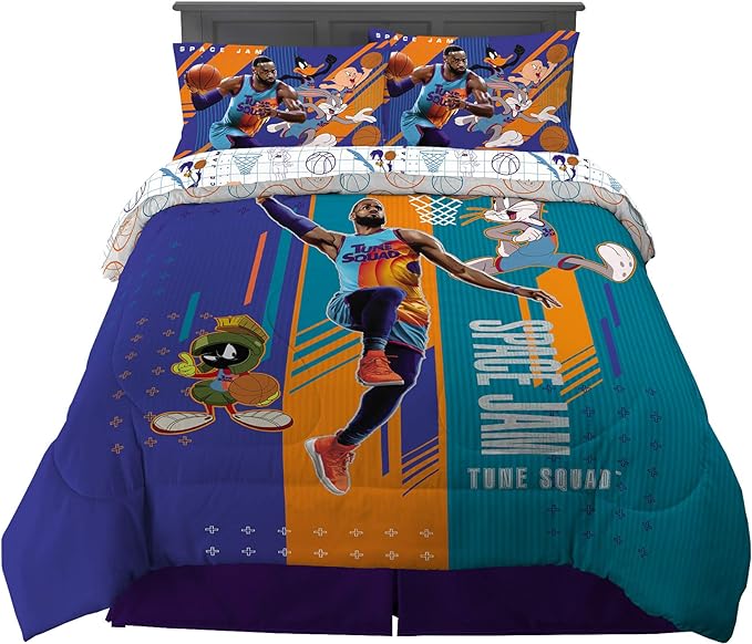 Franco Kids Bedding Super Soft Comforter and Sheet Set, 5 Piece Full Size, Space Jam 2 A New Legacy - LeafyLoom