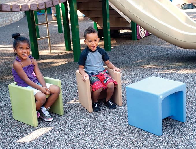 Children's Factory 3-in-1 Cube Chair for Kids, Flexible Seating Classroom Furniture, 1-Pack, Sky Blue - LeafyLoom