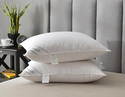 Goose Feathers Down Pillow for Sleeping,Hotel Collection Queen Size Soft Bed Pillow,100% Cotton Cover Queen Size (20X30IN) 1 Pack - LeafyLoom