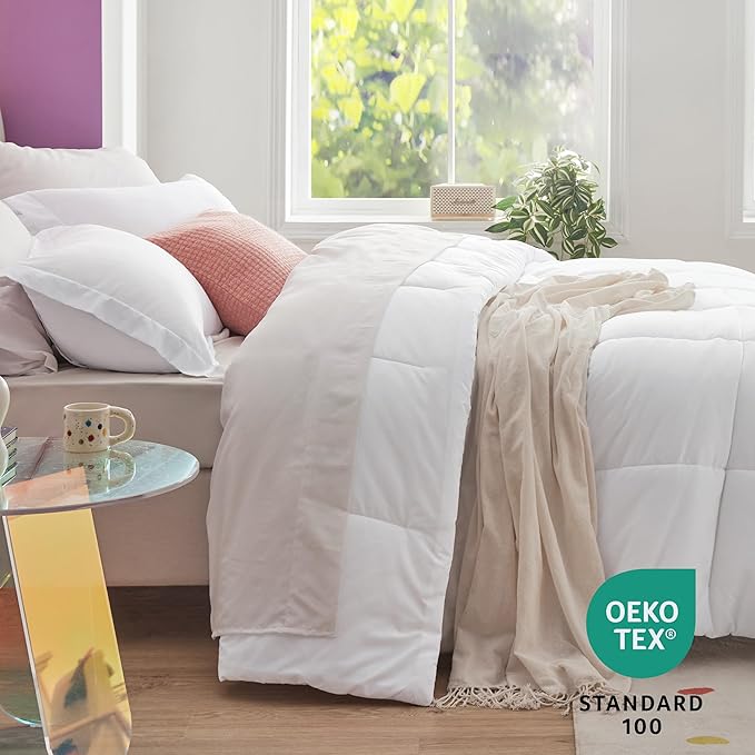 Bedsure White Queen Comforter Set - 7 Pieces Solid Queen Bed in a Bag, Queen Bed Set White with Comforters, Sheets, Pillowcases & Shams - LeafyLoom