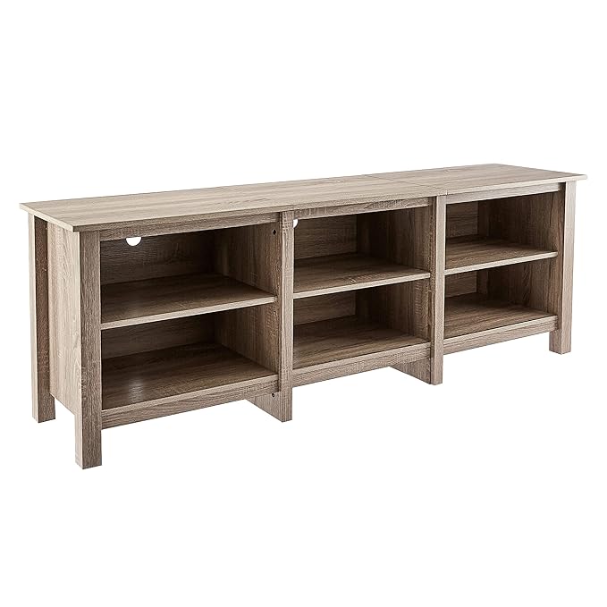 ROCKPOINT 70inch TV Stand Storage Media Console Entertainment Center,Driftwood - LeafyLoom