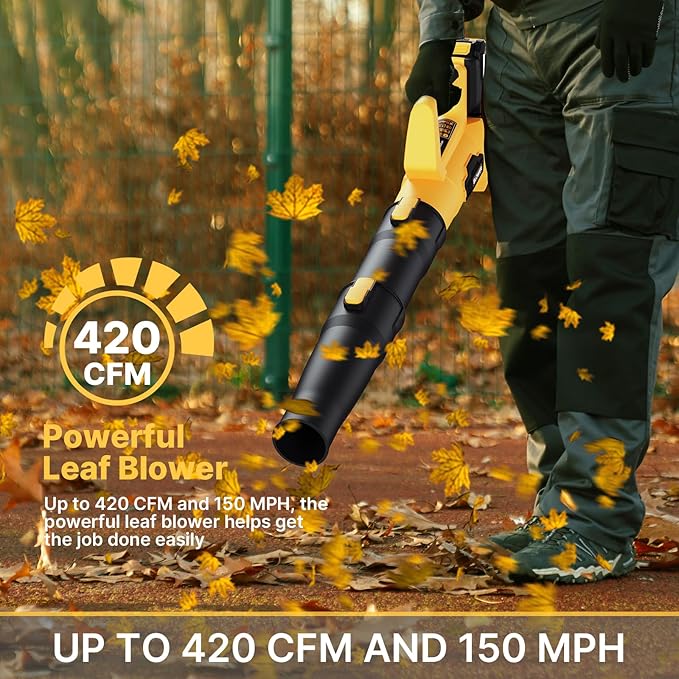 Leaf Blower, 21V Electric Cordless Leaf Blower, 2 X 2.0Ah Batteries and Charger Included, Lightweight Leaf Blower for Patio Cleaning, Lawn Care, Blowing Leaves and Dust, etc. - LeafyLoom