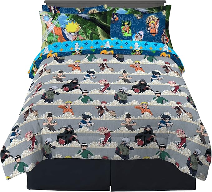 Naruto Anime Bedding Super Soft Comforter and Sheet Set with Sham, 7 Piece Full Size, By Franco - LeafyLoom