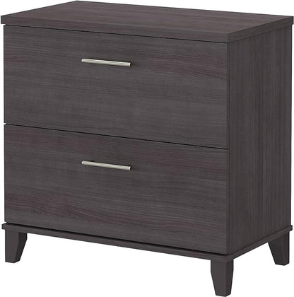 Bush Furniture Somerset 2 Drawer Lateral File Cabinet in Storm Gray - LeafyLoom