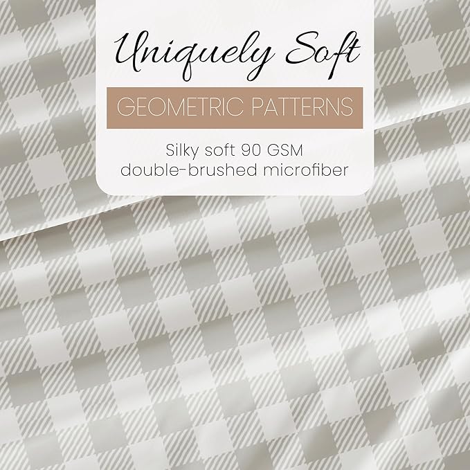 Linen Market 4 Piece Queen Bedding Sheet Set (Light Gray Plaid) - Sleep Better Than Ever with These Ultra-Soft & Cooling Bed Sheets for Your Queen Size Bed - Deep Pocket Fits 16" Mattress - LeafyLoom