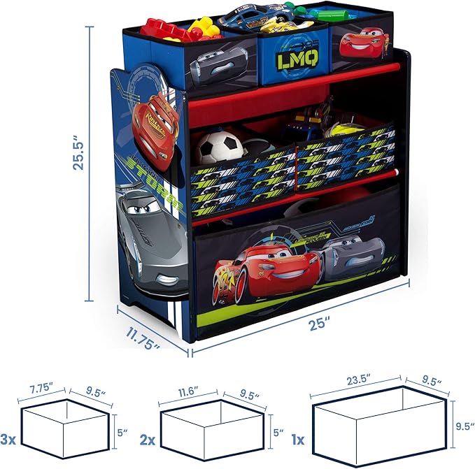 Delta Children Multi-Bin Toy Organizer, Disney/Pixar Cars - LeafyLoom