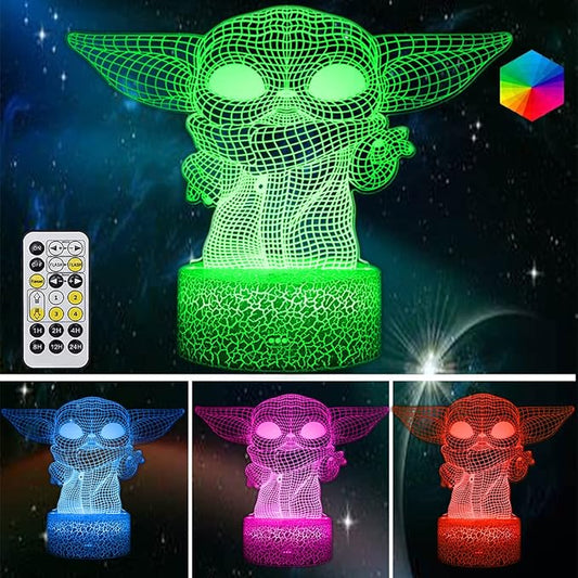 3D Night Light for Kids, 16 Color Change Baby Light for Room Decor, USB Charge 3D Illusion Lamp with Timing Function Remote Control, for Kids Best Star Wars Fans Christmas Birthday Gifts - LeafyLoom