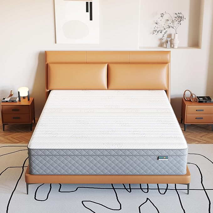 Firm Full Mattress, PurrJoys12 Inch Cooling-Gel Memory Foam and Pocket Spring Hybrid Mattress, Full Size Mattress in a Box, CertiPUR-US Certified, Firm, Full Bed Mattress - LeafyLoom