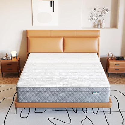 Firm Full Mattress, PurrJoys12 Inch Cooling-Gel Memory Foam and Pocket Spring Hybrid Mattress, Full Size Mattress in a Box, CertiPUR-US Certified, Firm, Full Bed Mattress - LeafyLoom