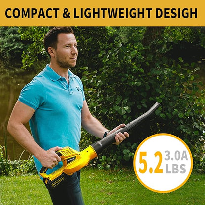 20V Cordless Leaf Blower with Battery Fast Charger Leaf Blower Sweeper (yellow 3.0A) - LeafyLoom