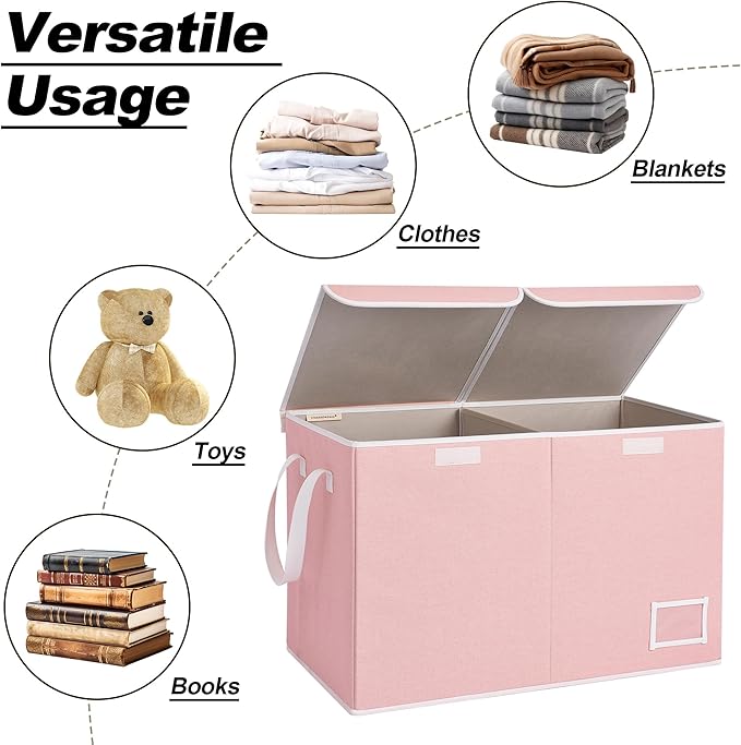 StorageWorks Toy Storage Organizer with Flip-Top Lids, Toy Bins for Living Room, Nursery Room, Playroom, Large Toy Box for Kids, Pink, 24 ¾"L x 13" W x 16" H - LeafyLoom