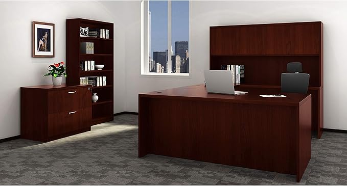 Lorell LLR34300 - Chateau Series Mahogany Laminate Desking - LeafyLoom