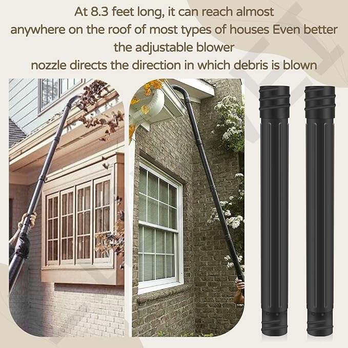 Gutter Cleaning Attachment Replaces AGC1000 Cleaning Kit & Mounting Bracket Kit for EGO 530CFM 580CFM 575CFM 650CFM 615CFM LBX6000, W/Battery Holders - Easily Clear Leaves And Debris From Gutters - LeafyLoom