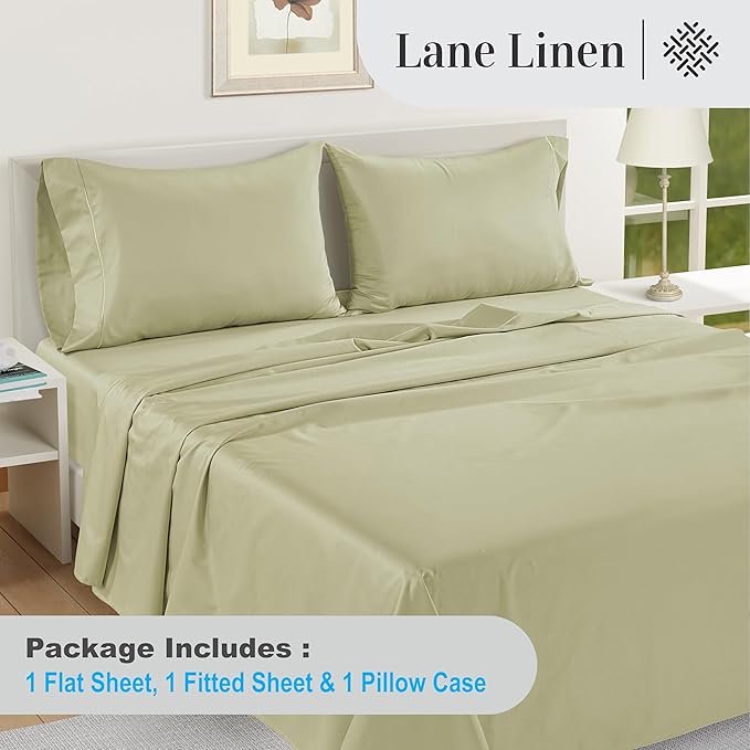 LANE LINEN 100% Egyptian Cotton Bed Sheets - 1000 Thread Count 3-Piece Twin XL Sheets Set, Long Staple Cotton Bedding Sheets, Sateen Weave, Luxury Hotel Sheets, Fits Upto 16" Mattress - Seafoam - LeafyLoom