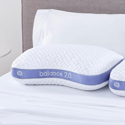 Bedgear Balance Cuddle Curve Performance Pillow - Size 2.0 - Moisture-Wicking Pillow for Side Sleepers - Medium Firmness Bed Pillow- Hypoallergenic, Washable Removable Cover - 20" W x 26" L x 5.75" H - LeafyLoom