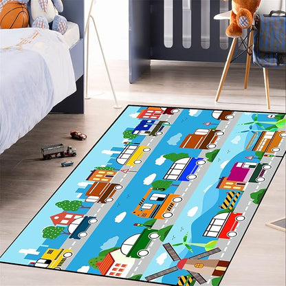 Car Carpet for Kids Kids Rugs for Playroom Car Track Rug Road Rug for Kids Car Play Rug Road Carpet for Toy Cars Car Track Rugs for Boys Car Rug for Boys Room 3'×4' - LeafyLoom