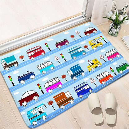 Car Rug Car Play Mat Kids Rugs for Playroom Car Rug Play Mat Rugs for Boys Bedroom Car Carpet for Kids Play Rug for Cars and Trucks Car Rug for Boys Room,Light Blue 2'×3' - LeafyLoom