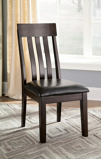 Signature Design by Ashley Haddigan Faux Leather Cushioned Rake Back Dining Chair, 2 Count, Dark Brown - LeafyLoom