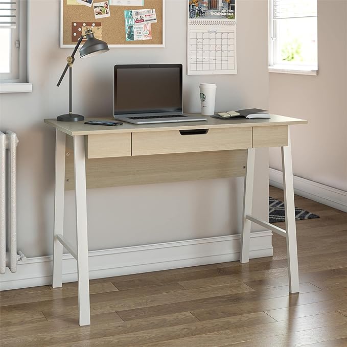 Ameriwood Home Oxford Computer Desk with Drawer, Pale Oak - LeafyLoom