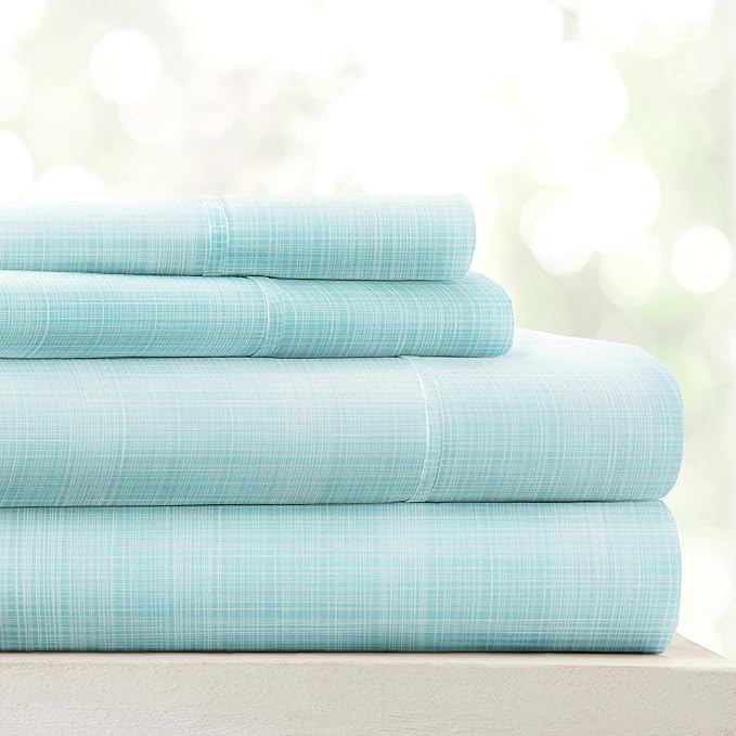 Linen Market 4 Piece Full Bedding Sheet Set (Aqua Thatch) - Sleep Better Than Ever with These Ultra-Soft & Cooling Bed Sheets for Your Full Size Bed - Deep Pocket Fits 16" Mattress - LeafyLoom