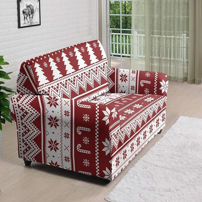 FKELYI Boho Christmas Easy Going Stretch Sofa Slipcover Washable Sofa Couch Cover Comfortable Furniture Protector with Elastic Bottom M FKELYI