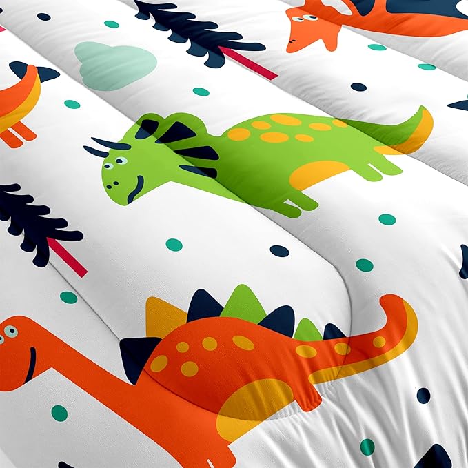 Dinosaurs Kids Comforter Bedding Set 3 PCS Super Soft Breathable Print Kids Bedding Sets for Boys Girls, Machine Washable Durable Comforter Set with Comforter and 2 Pillowcases (Twin, Dinosaur) - LeafyLoom