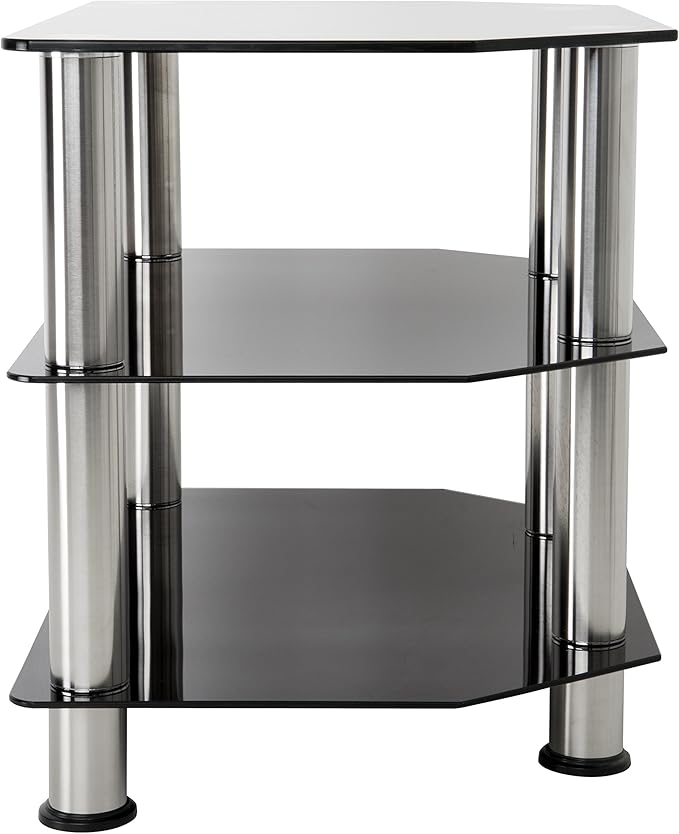 AVF Transitional Steel and Glass TV Stand for up to 32" TVs in Black/Chrome - LeafyLoom