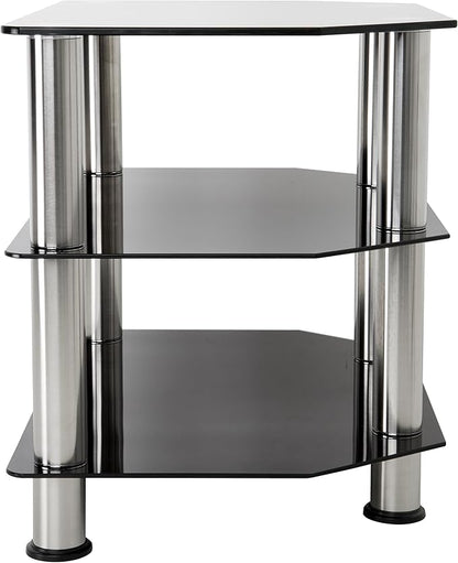 AVF Transitional Steel and Glass TV Stand for up to 32" TVs in Black/Chrome - LeafyLoom