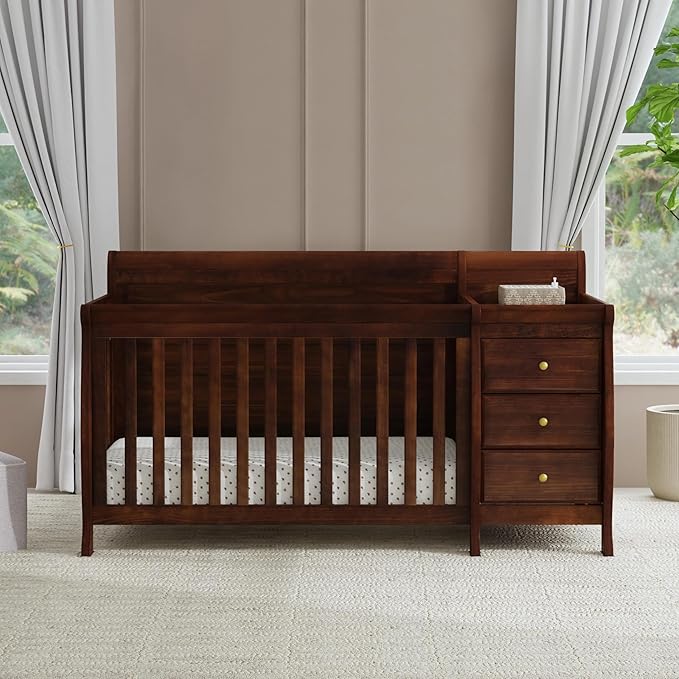 DaVinci Kalani 4-in-1 Convertible Crib and Changer Combo in Espresso - LeafyLoom