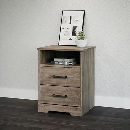 Prepac 2 Drawer Nightstand, 16.25in x 18.75in x 24.5in, Rustic Brown - LeafyLoom