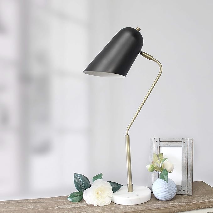 Elegant Designs LD1058-ABS Antique Brass and Marble Base Arched Desk Lamp - LeafyLoom