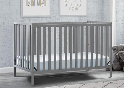 Delta Children Heartland 4-in-1 Convertible Crib Infant Changing Table with Pad + Serta Perfect Start Crib Mattress, Grey - LeafyLoom