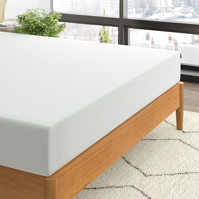 ZINUS 8 Inch Green Tea Memory Foam Mattress, Queen, Fiberglass Free, Patented Custom Contour Support, Sturdy Base Foam, CertiPUR-US Certified, Mattress in A Box, White - LeafyLoom