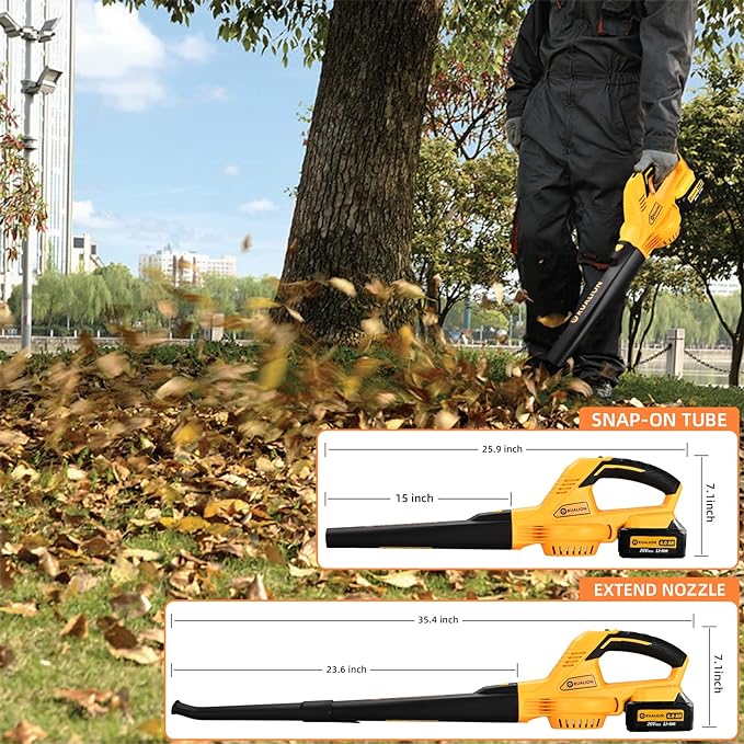 Cordless Leaf Blower: 280CFM 132MPH 20V Battery Leaf Blower with 4.0 Ah Battery & Charger Electric Leaf Blower for Lawn Care | Patio | Garage… - LeafyLoom