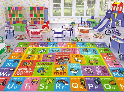 KC Cubs ABC Alphabet Animal Sounds Educational Learning & Fun Game Play Area Non Slip Boy & Girl Kids Rug Carpet for Children Bedroom, Toddler Classroom & Baby Playroom Floor Mat, Playtime Activity - LeafyLoom