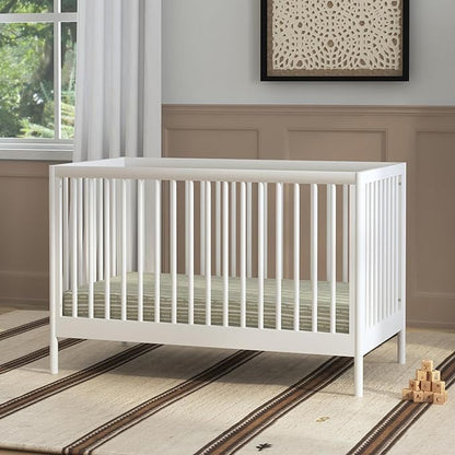 DaVinci Birdie 3-in-1 Convertible Crib, White, Easy Assemble, Greenguard Gold Certified - LeafyLoom