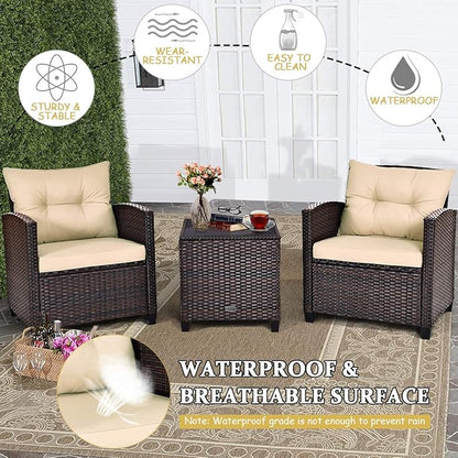 3 PCS Patio Furniture Set, Onesize, Beige - LeafyLoom