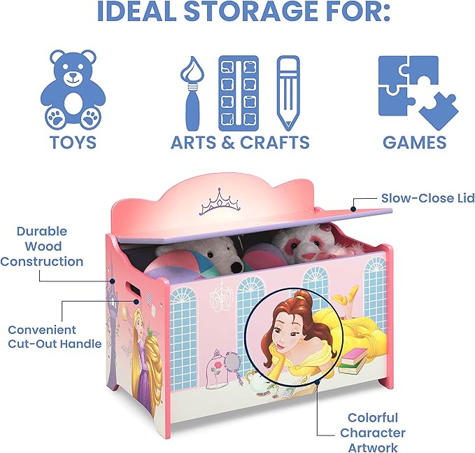 Delta Children Deluxe Toy Box, Disney Princess - LeafyLoom