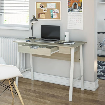 Ameriwood Home Oxford Computer Desk with Drawer, Pale Oak - LeafyLoom