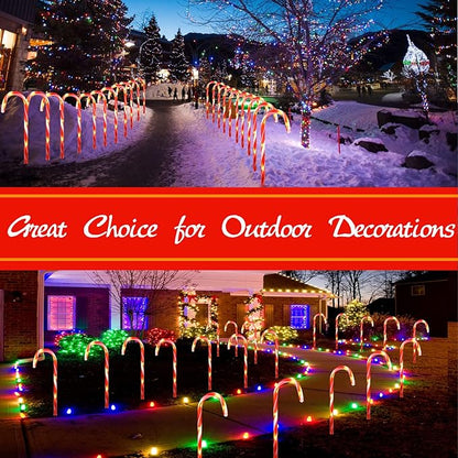 24-Pack Upgraded Solar Christmas Candy Cane Lights, Solar Pathway Lights Waterproof, Christmas Decorations Outdoor with 8 Modes for Party Patio Garden Lawn Yard Decor IDEAALS